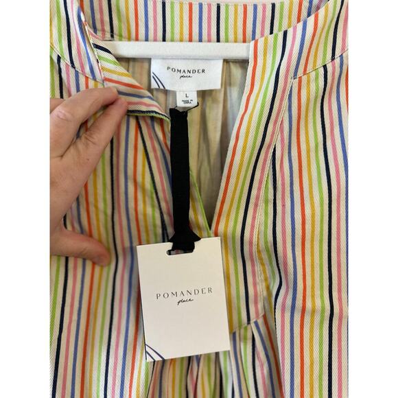 NWT Tuckernuck Pomander Place Rainbow Stripe Finley Flutter Sleeve Top Large - Picture 4 of 8